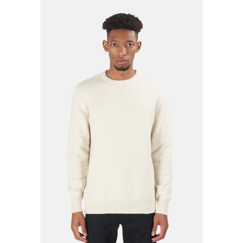 Leaf Crewneck Cashmere Sweater Cream/Pink