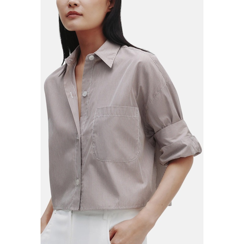 Next Ex Shirt White/Chocolate Stripe
