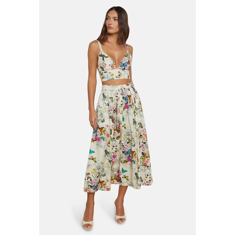 Seina Poplin Midi Skirt Multi Chardona Butterfly