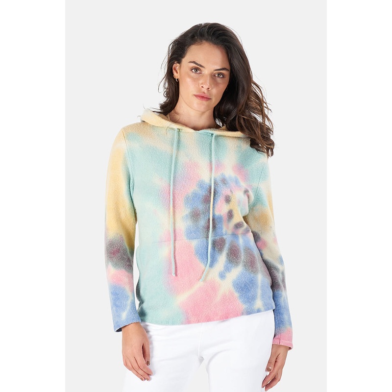 Tie Dye Cashmere Hoodie Pink/Blue/Black