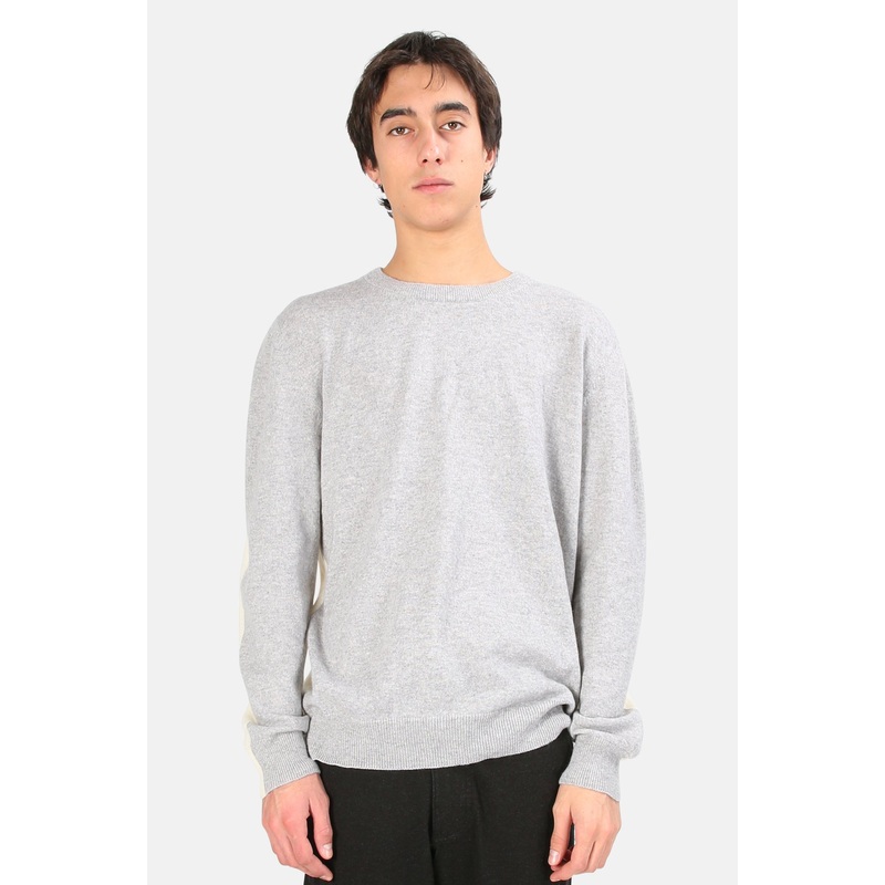 Two Tone Crewneck Cashmere Sweater Grey/White