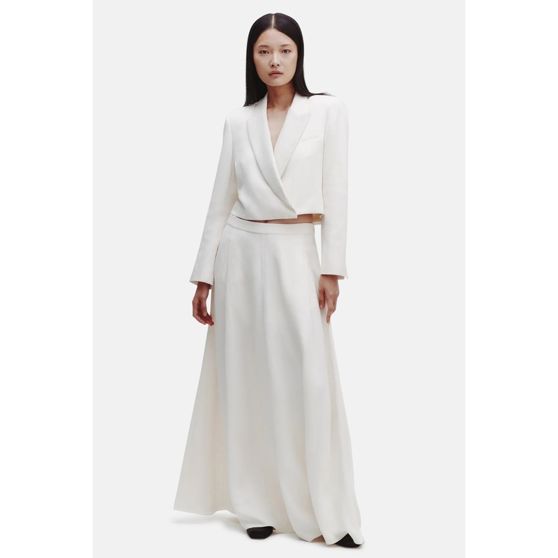 Cecelias Skirt in Coated Viscose Linen Bone