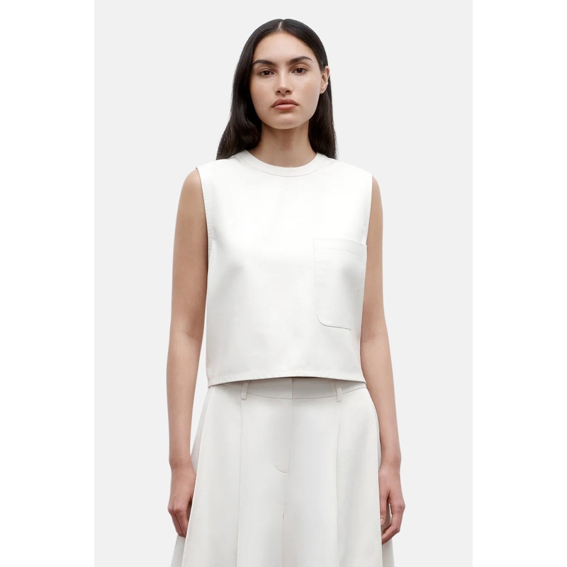 Cropped Muscle Tank Leather Bone