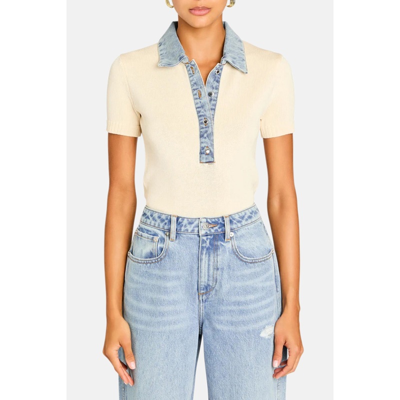 Erika Knit Top Eggshell/Coastline