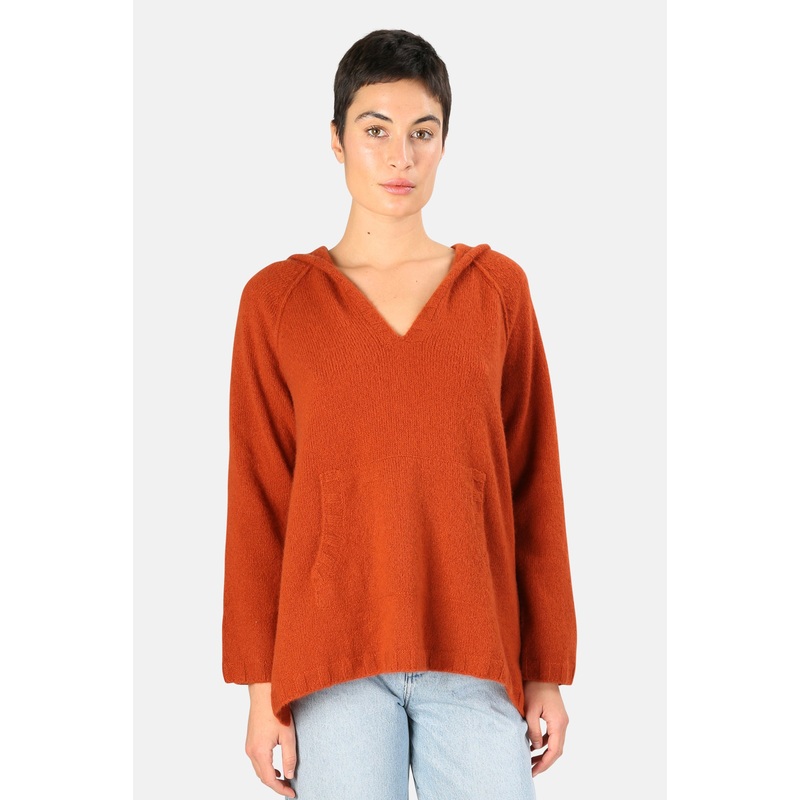 Hooded Cashmere Pullover Poncho Harvest
