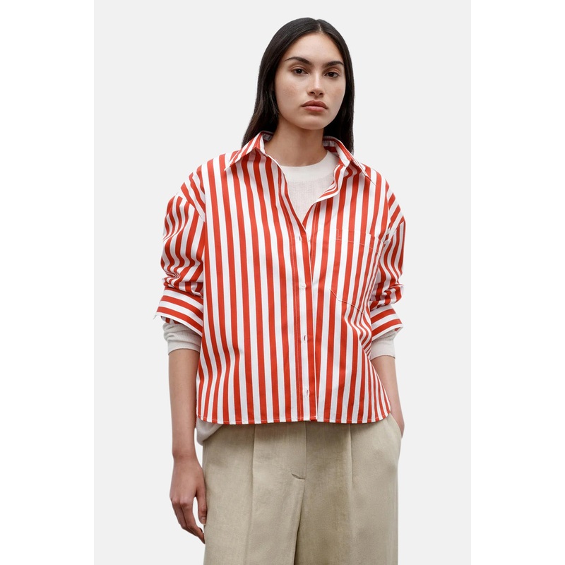 J.D. Shirt In Boardwalk Cotton Stripe Red/White