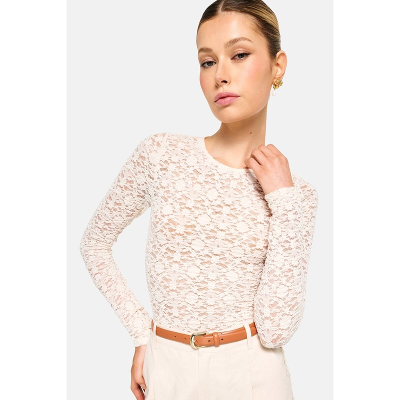 Meli Stretch Lace Top Bone|XXS|XS|S|M
