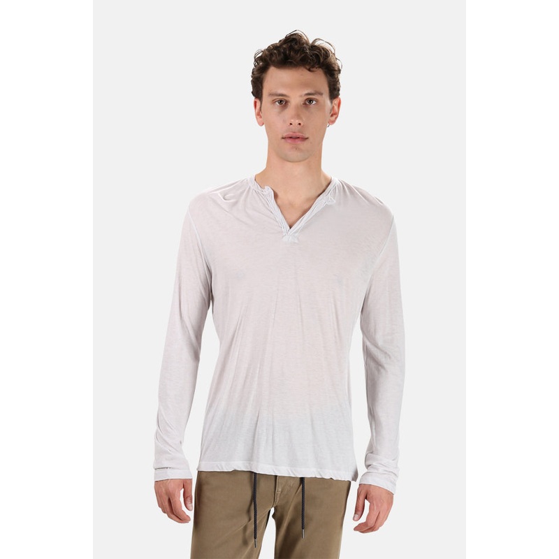 66 Long Sleeve Slit Tee Light Grey