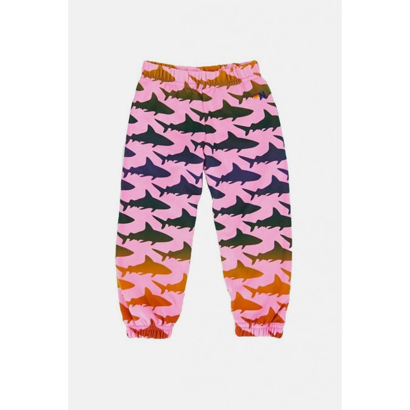 Kids Shark Sweatpants Neon Pink