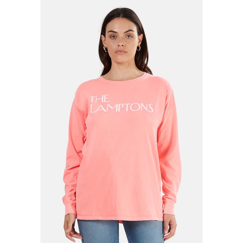Lamptons Long Sleeve Tee Neon Coral