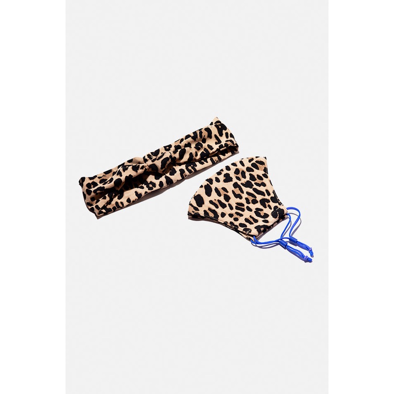 Lele Sadoughi Leopard Mask & Headband Set