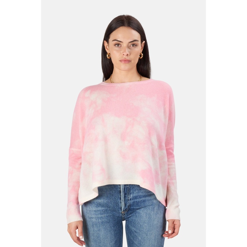 Minnie Rose Pink Sand Bleach Print Boyfriend Crop Sweater