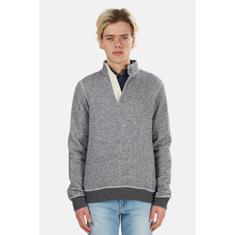 Pop Collar Pullover Navy/Charcoal