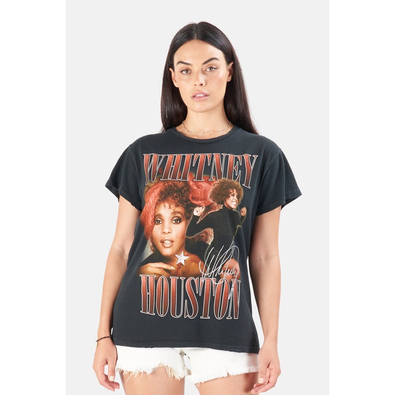 Whitney Houston Tee Coal Pigment