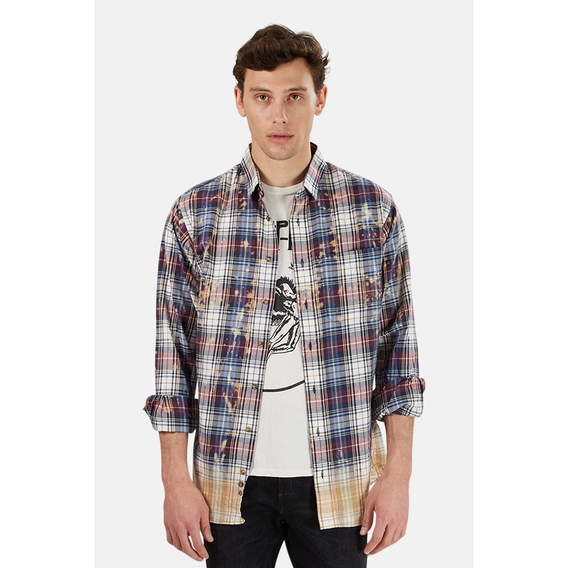 Dip Dyed Flannel Red/Blue|XS|S|M|L|XL