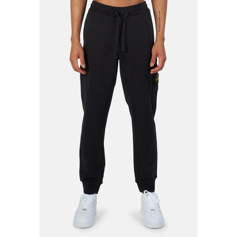 Garment Dyed Cotton Fleece Pants Black