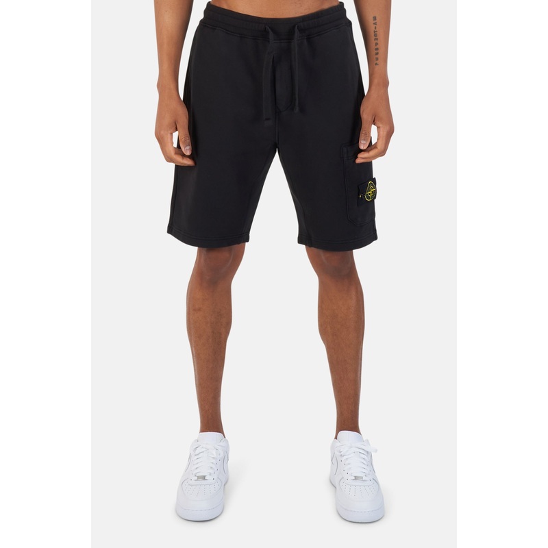 Garment Dyed Fleece Cargo Shorts Black