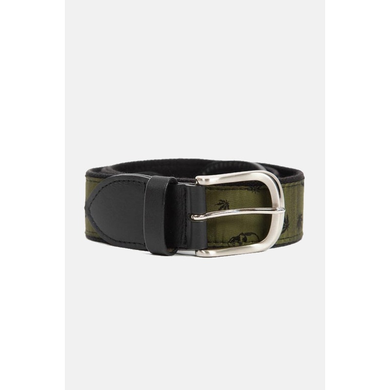 Monogram Leather Belt Olive/Black