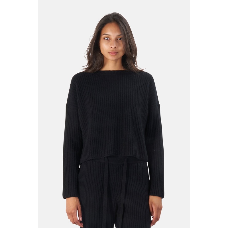 Chase Crop Cashmere Sweater Black