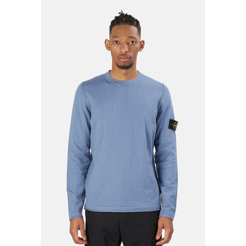 Cotton Nylon Melange Crewneck Mid Blue