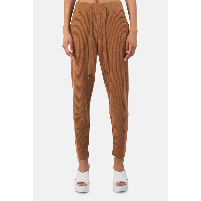 Florence Ribbed Cashmere Pants Pecan Rust