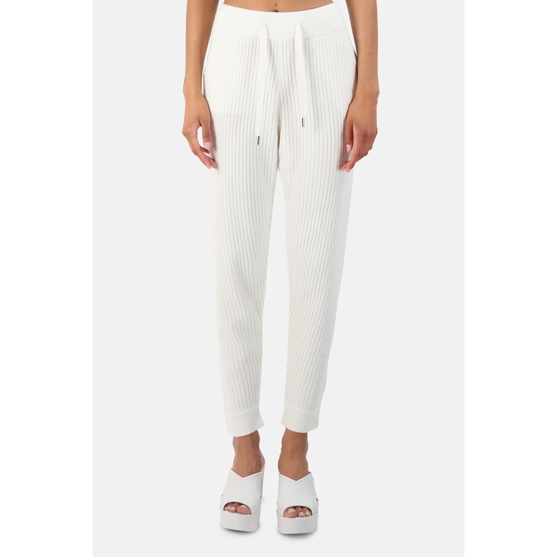 Florence Ribbed Cashmere Pants White