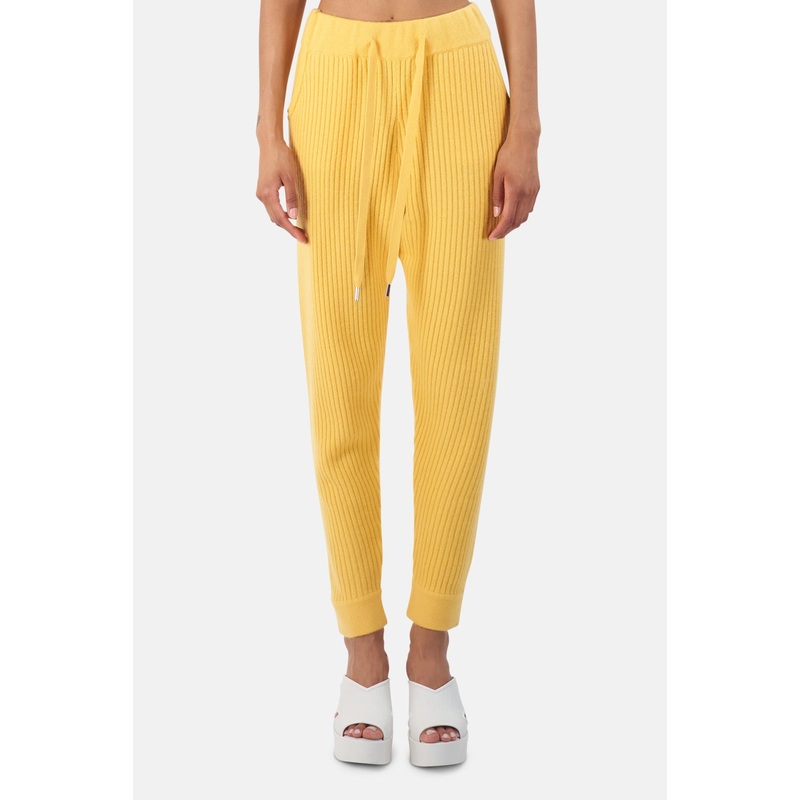 Florence Ribbed Cashmere Pants Yellow