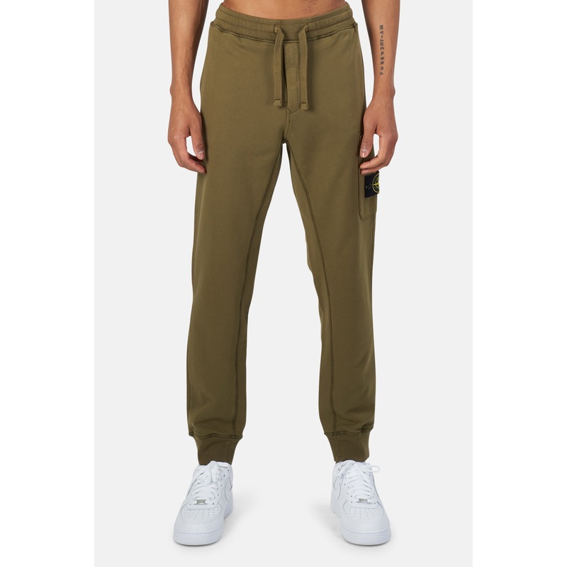Garment Dyed Cotton Fleece Pants Olive