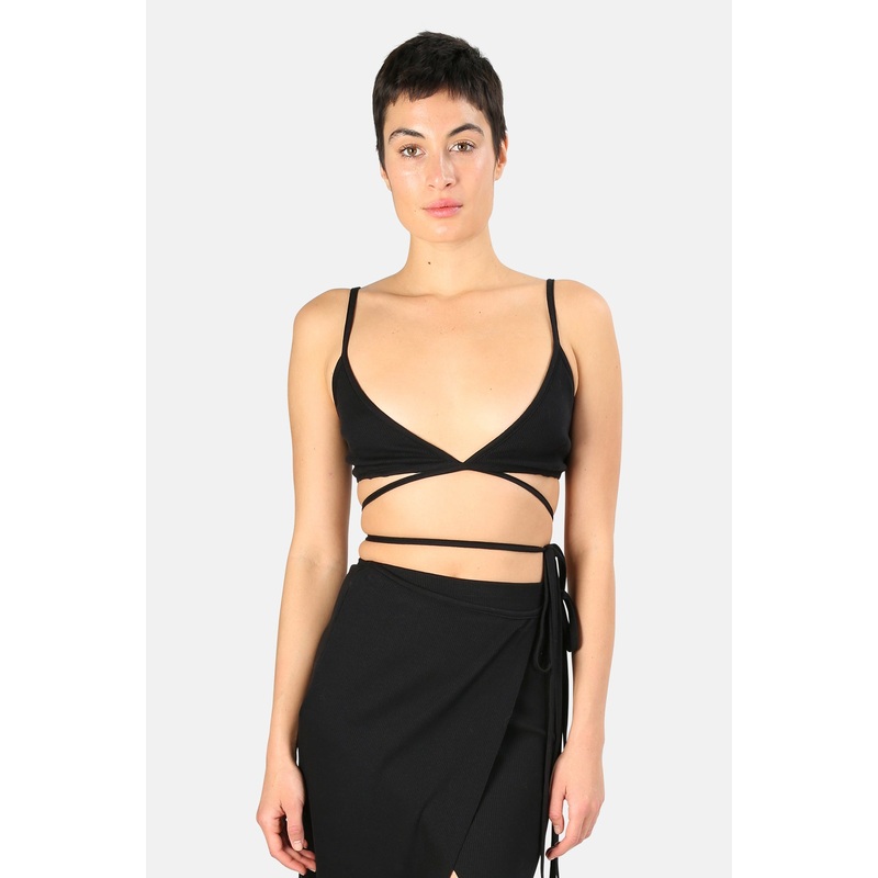 Mass Rib Tie Wrap Bralette Jet Black