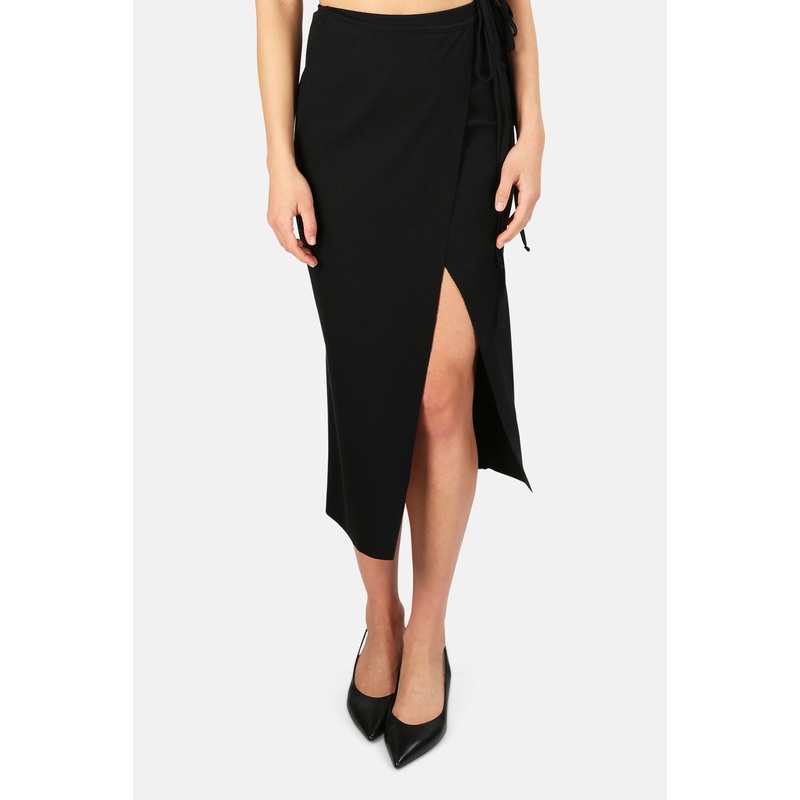 Mass Rib Tie Wrap Skirt Jet Black