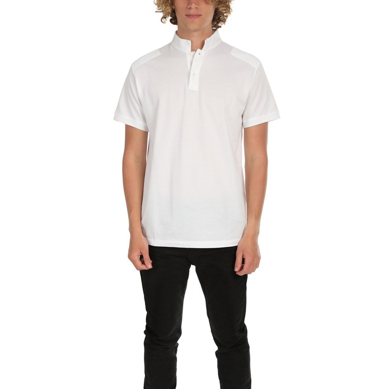 Military Pop Collar Polo White