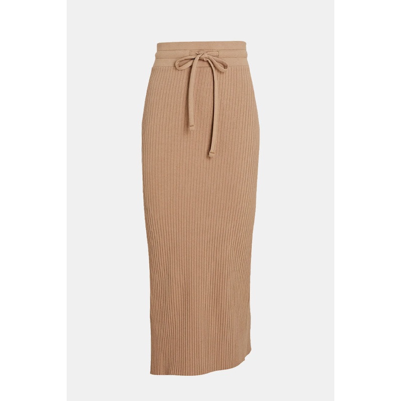 Primary Rib Drawstring Midi Skirt Lt. Tawny