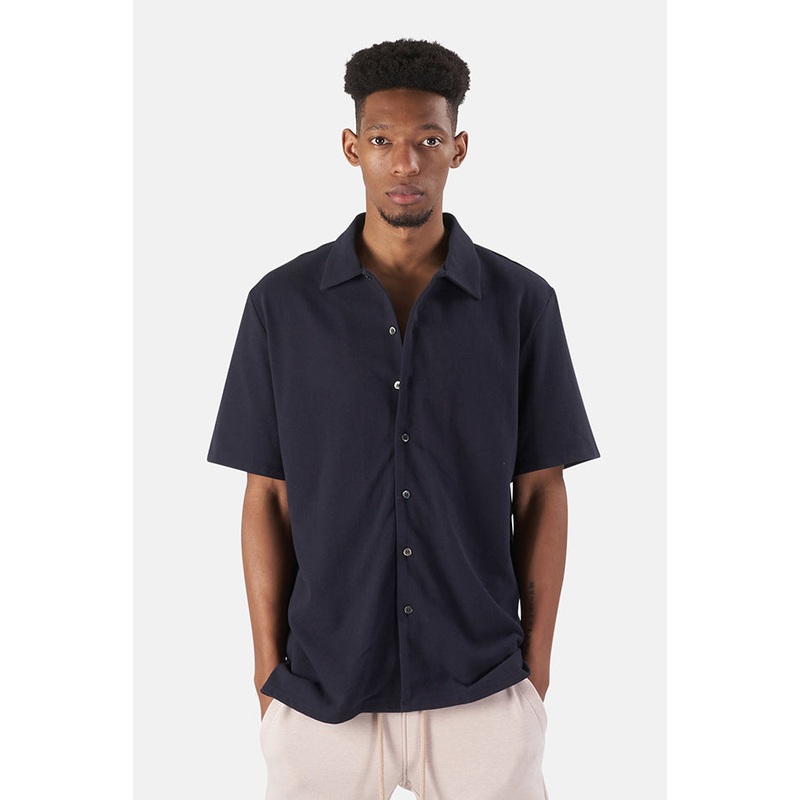 Short Sleeve Pique Shirt Newport Navy