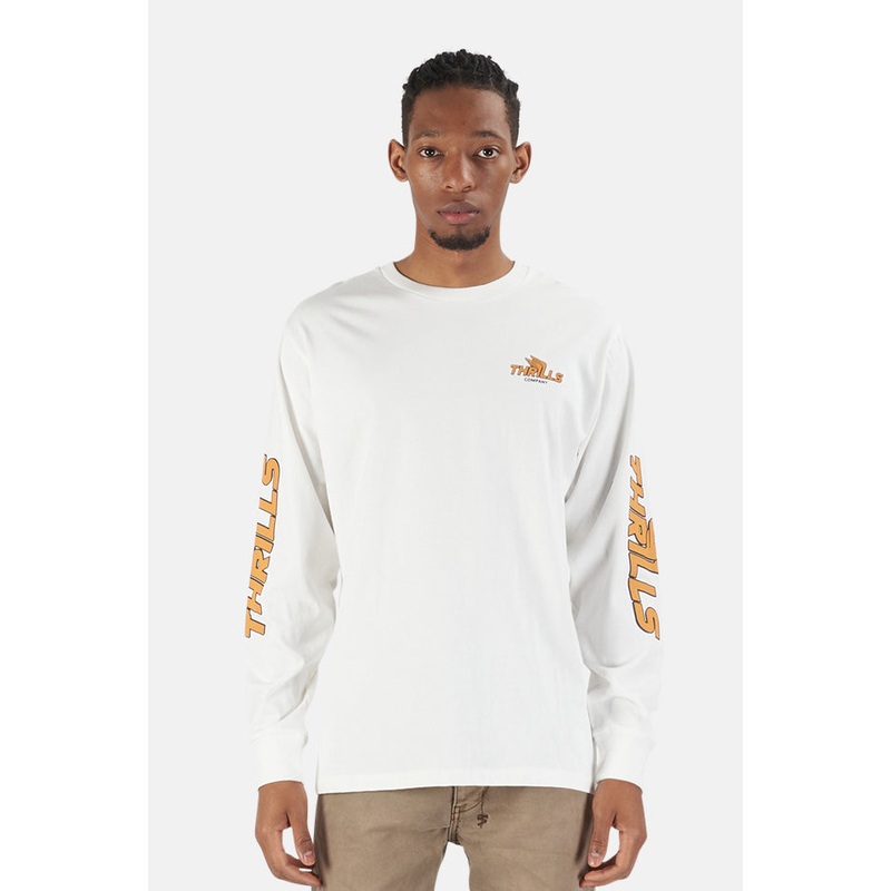 Thrills Burner Dirty White Merch Fit Long Sleeve Tee