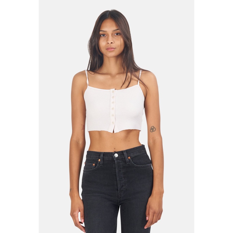 Twenty Montreal Everest Thermal Crop Tank in Heather Soft Sand