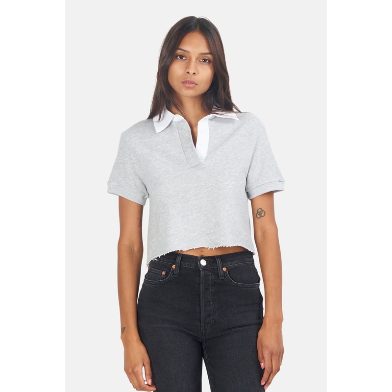 Twenty Montreal Sunnyside Crop Top in Heather Grey