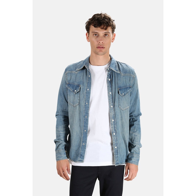 Used Blue Remi Relief Denim Western Shirt