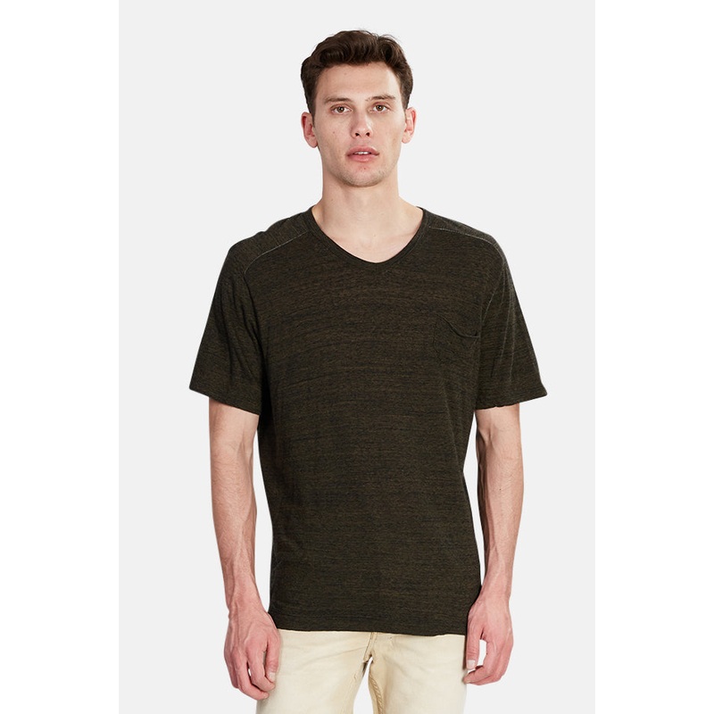 V::ROOM Black Melange V Neck Tee
