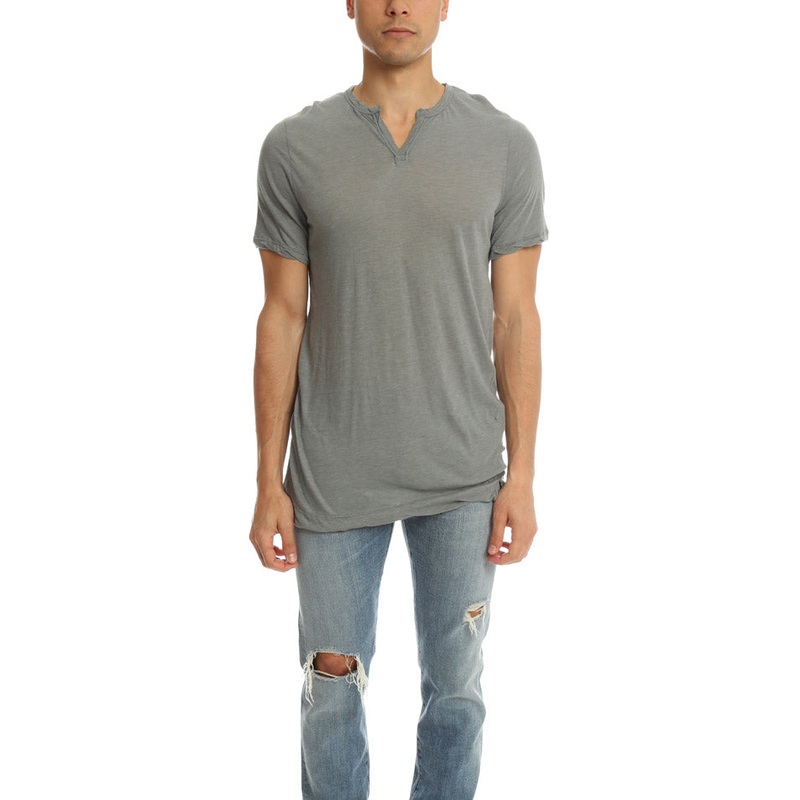 V::ROOM Charcoal Slit Neck Tee