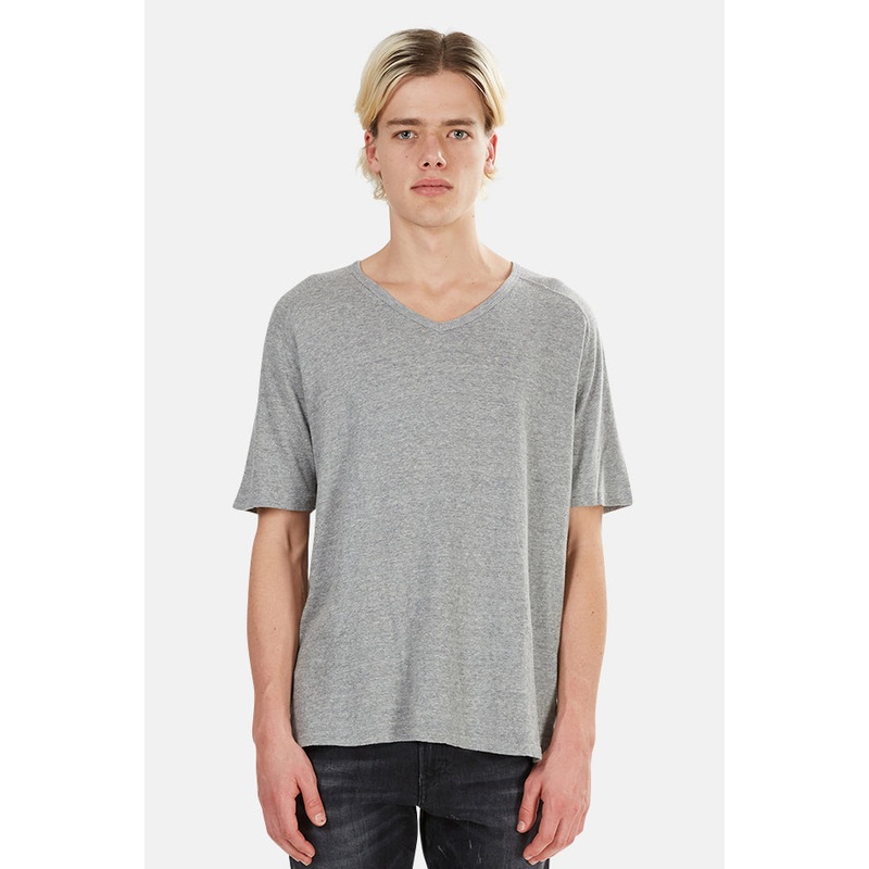V::ROOM Heather Grey Melange V Neck Tee