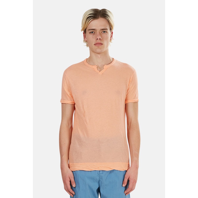 V::ROOM Pale Beige Slit Neck Tee