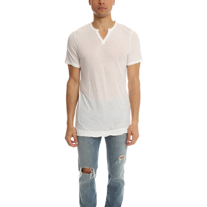 V::Room White Slit Neck Tee|XXS|XS|S|M|L|XL|XXL|XXXL