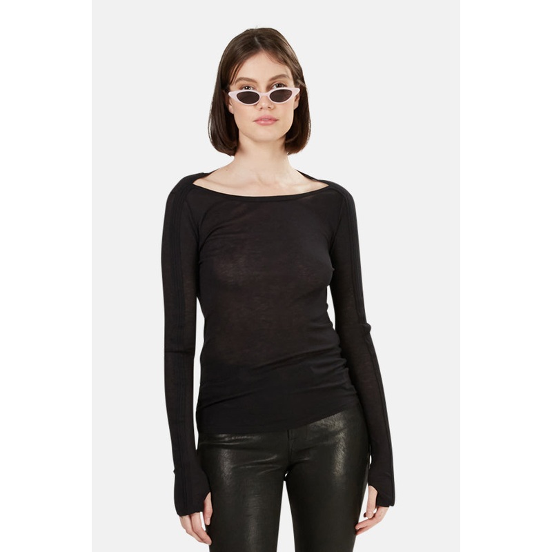 Black T by Alexander Wang Boat Neck LS