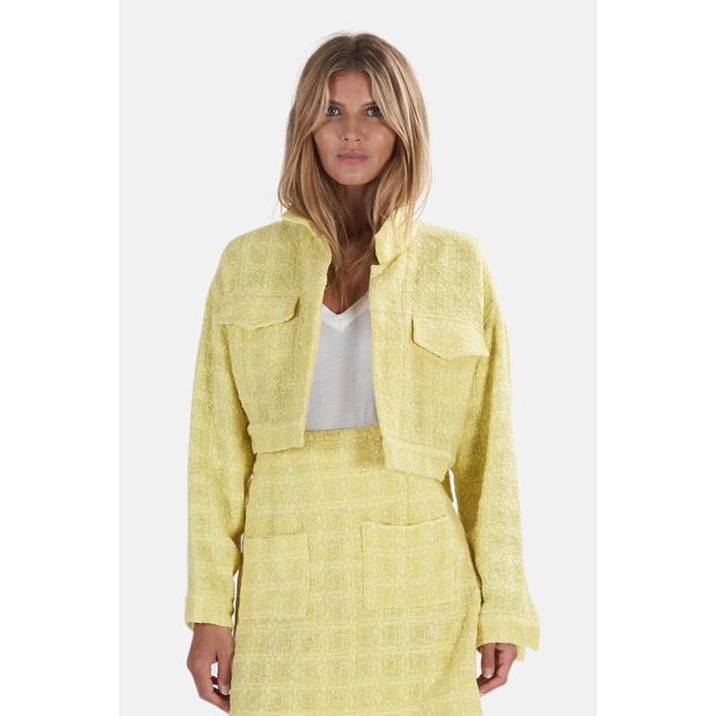 Cropped Tweed Jacket Yellow|P|S|M