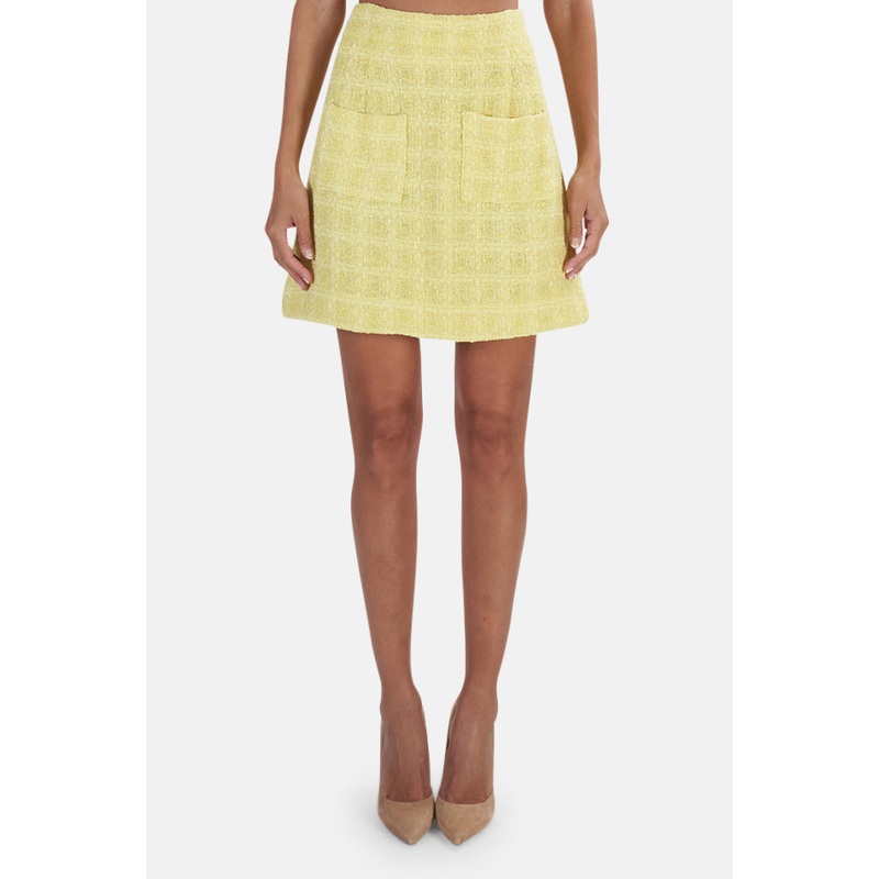 Cropped Tweed Skirt Yellow|M