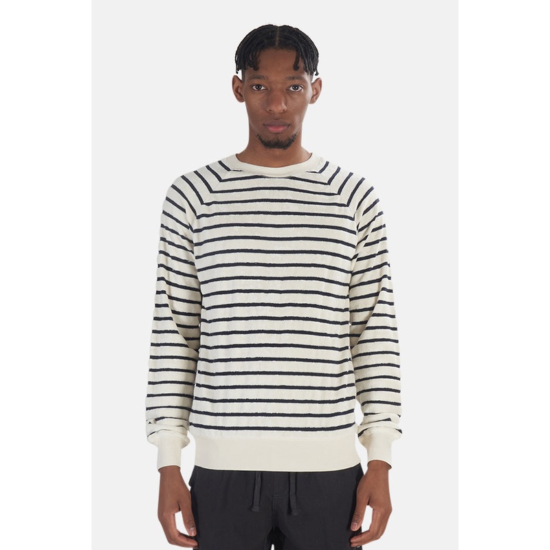 Cunha Towel Sweatshirt Navy Stripe
