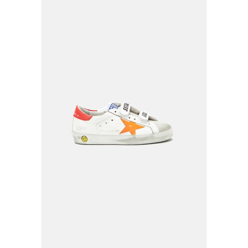 Kids Old School Low Top Sneaker White/Orange Fluorescent Star