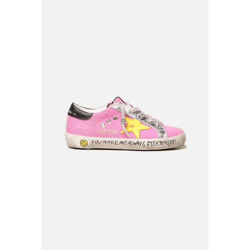 Kids Super-Star Low Top Sneaker Pink/Yellow Star