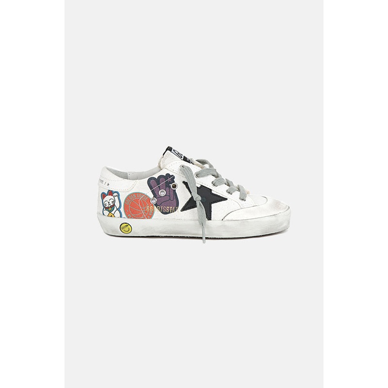 Kids Super-Star Low Top Sneaker White/Stickers Print