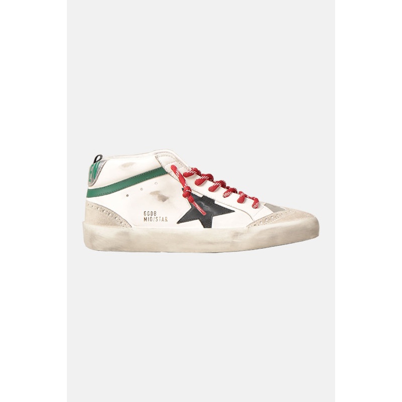 Mid Star Sneaker White Leather/Green Spur